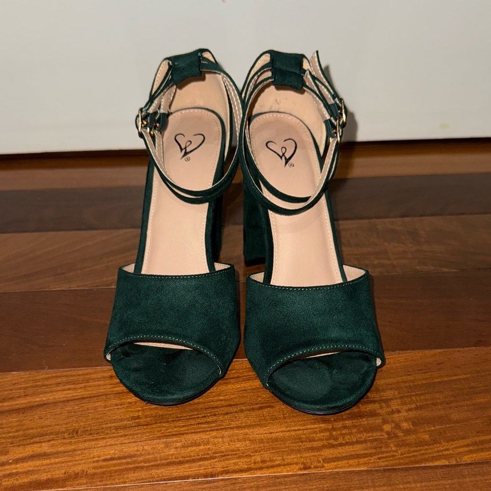 Windsor Emerald Double Ankle Strap Heels